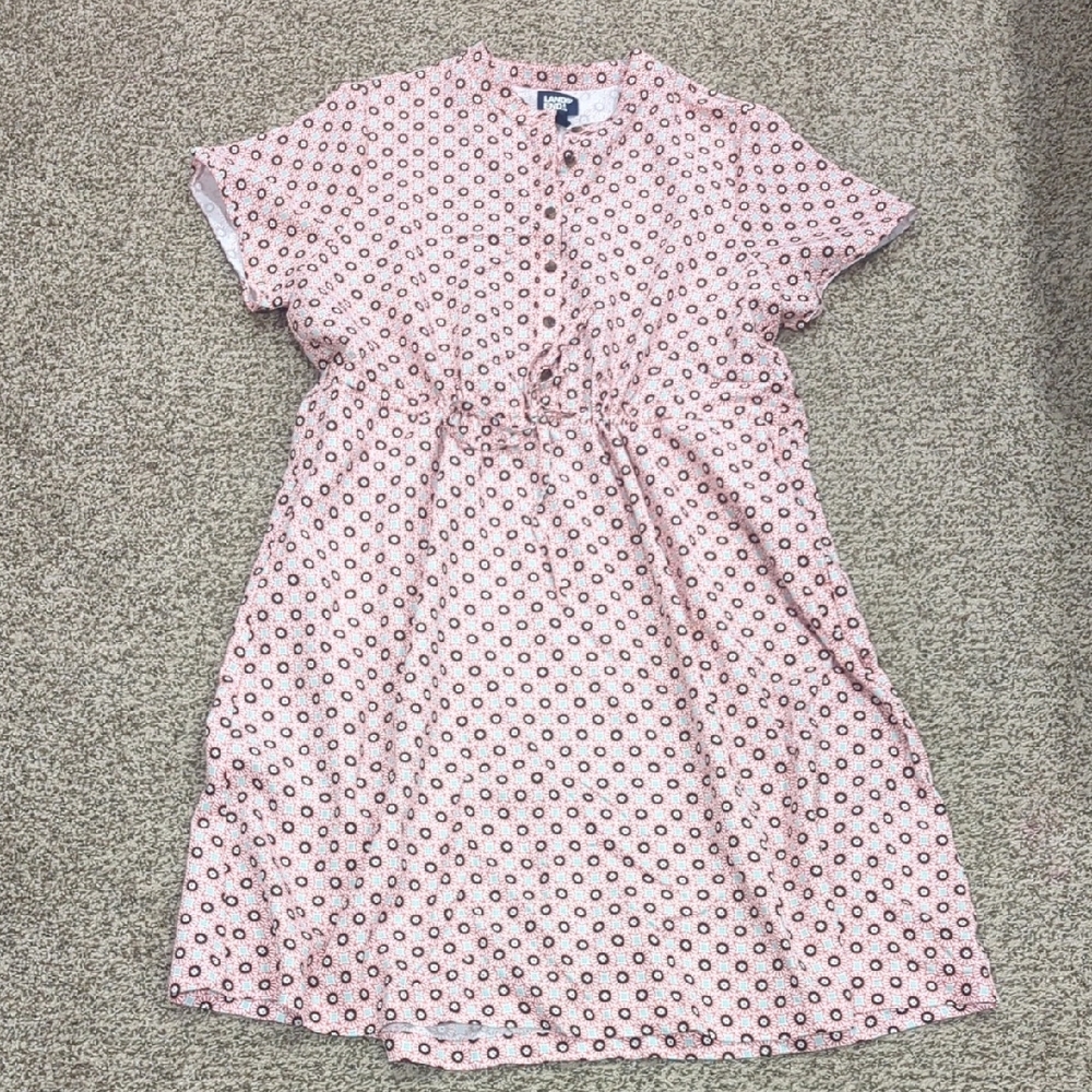 Lands' End Geometric Drawstring Waist Short Sleeved Lightweight Dress XL 18